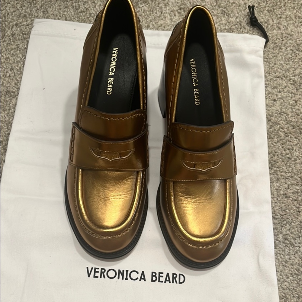Veronica Beard Gold Loafers